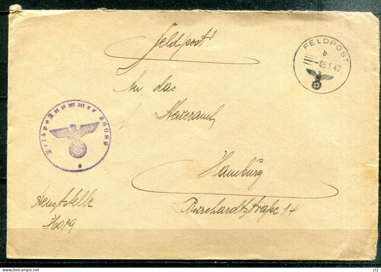 ALLEMAGNE - 05.1.42 - Feldpost Nummer 36089 Nach Hamburg - Feldpost 2a Guerra Mondiale