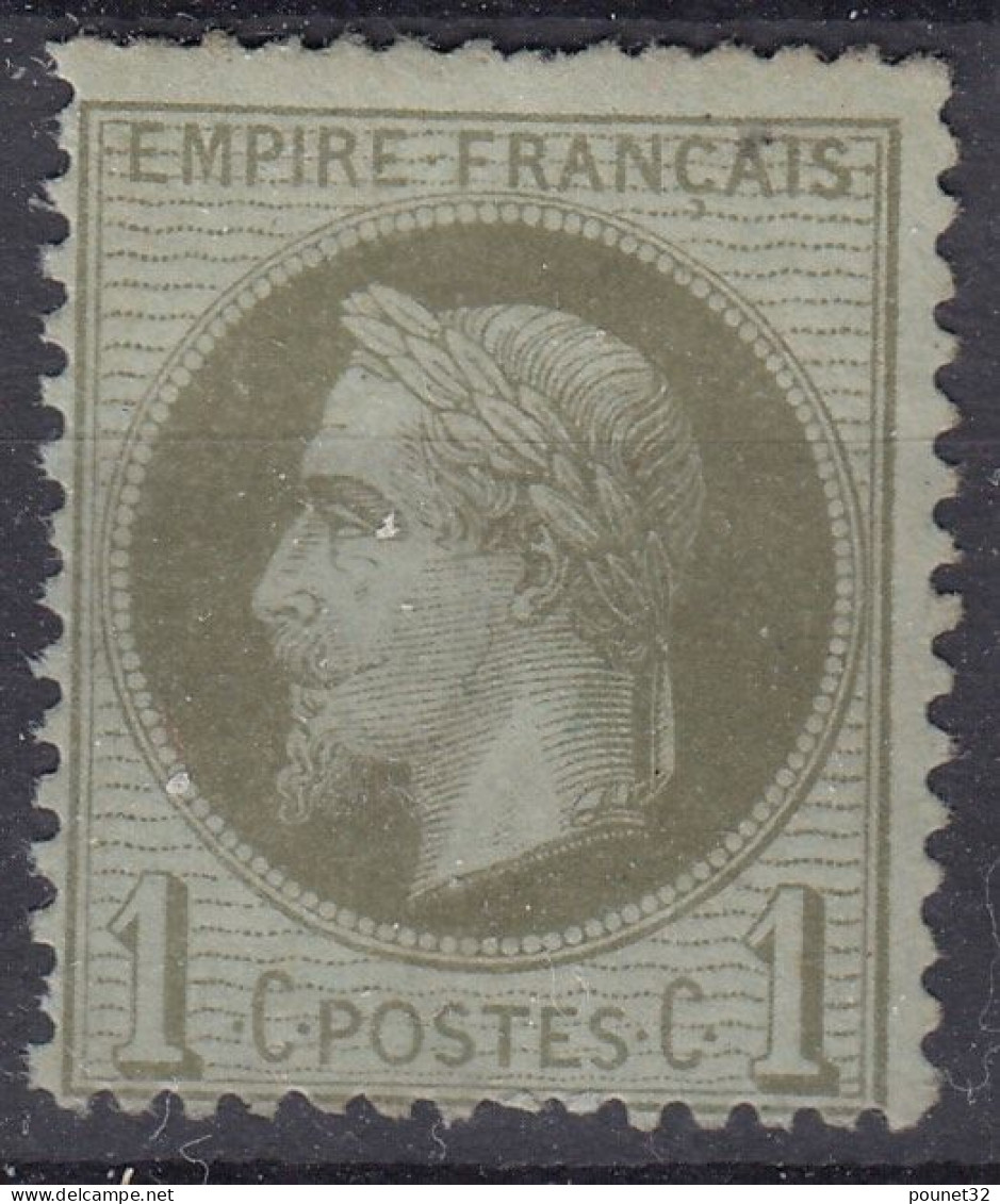 TIMBRE FRANCE EMPIRE LAURE 1c VERT BRONZE N° 25 NEUF SANS GOMME - 1863-1870 Napoléon III Lauré