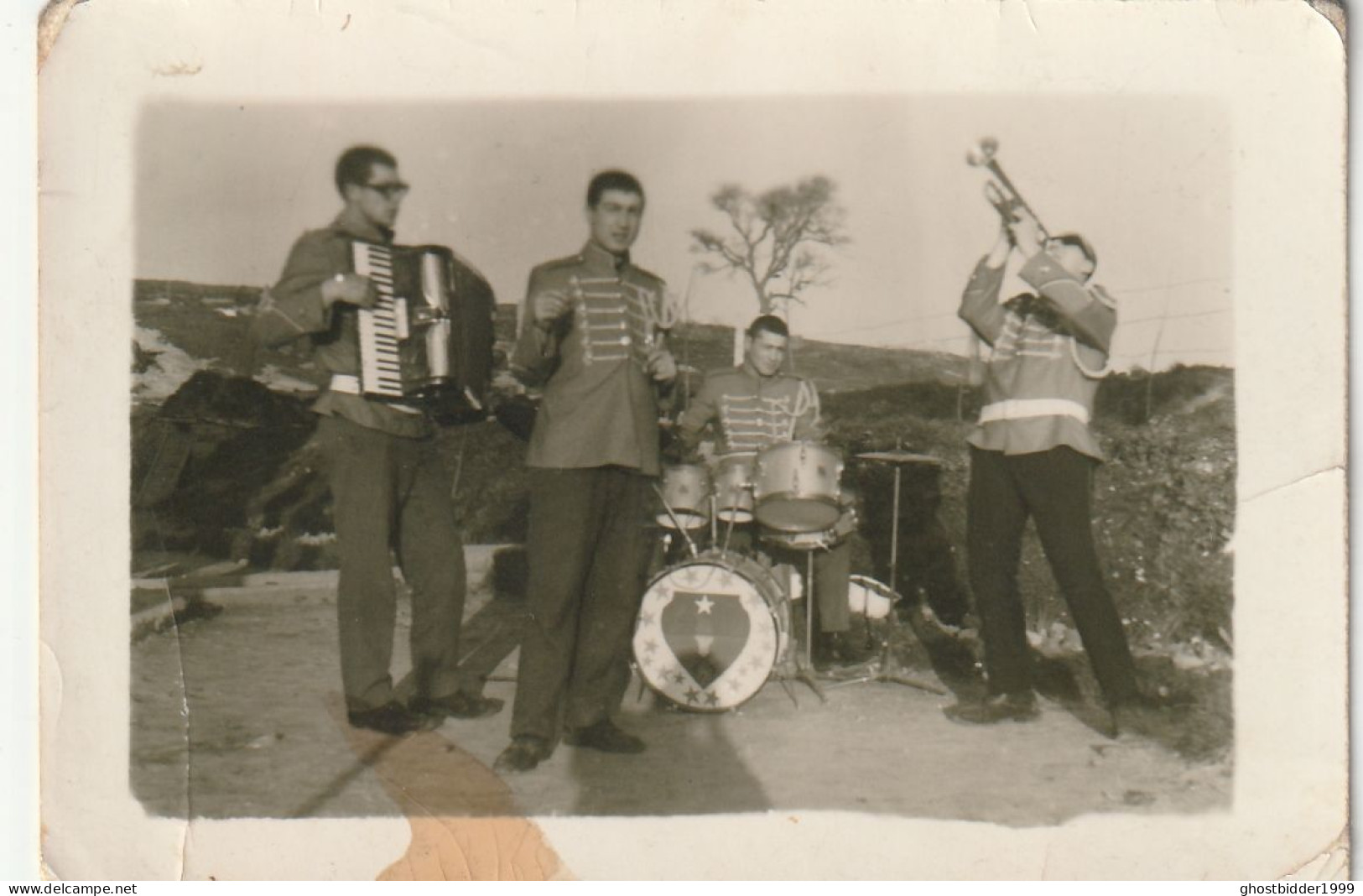 JEWISH JUDAICA  TURQUIE CONSTANTINOPLE FAMILY ARCHIVE SNAPSHOT  PHOTO HOMME MUSIC BAND 6.5X9.5cm. - Anonymous Persons