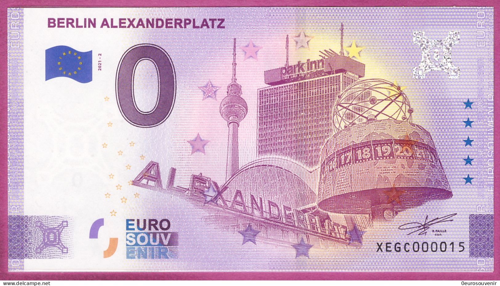 0-Euro XEGC 2021-2 # 0015 ! BERLIN ALEXANDERPLATZ - WELTZEITUHR - Privatentwürfe