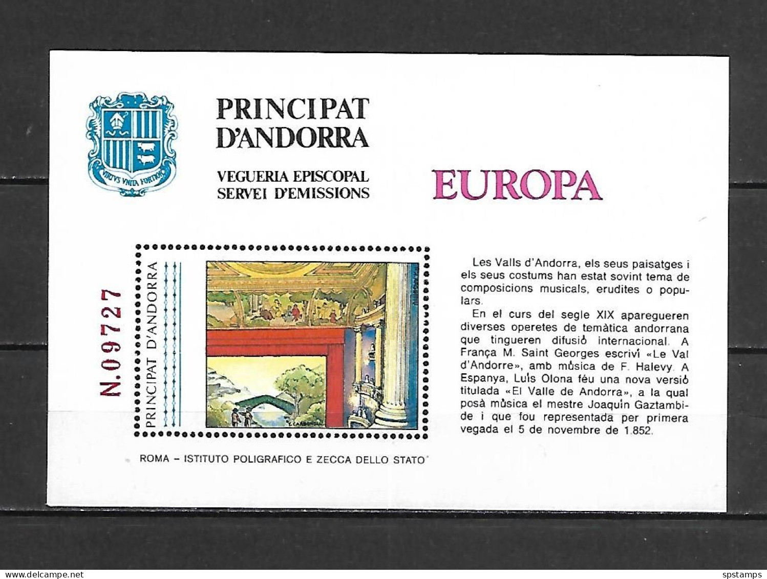 Andorra Episcopal Viguerie 1985 Europa MS MNH - Episcopale Vignetten