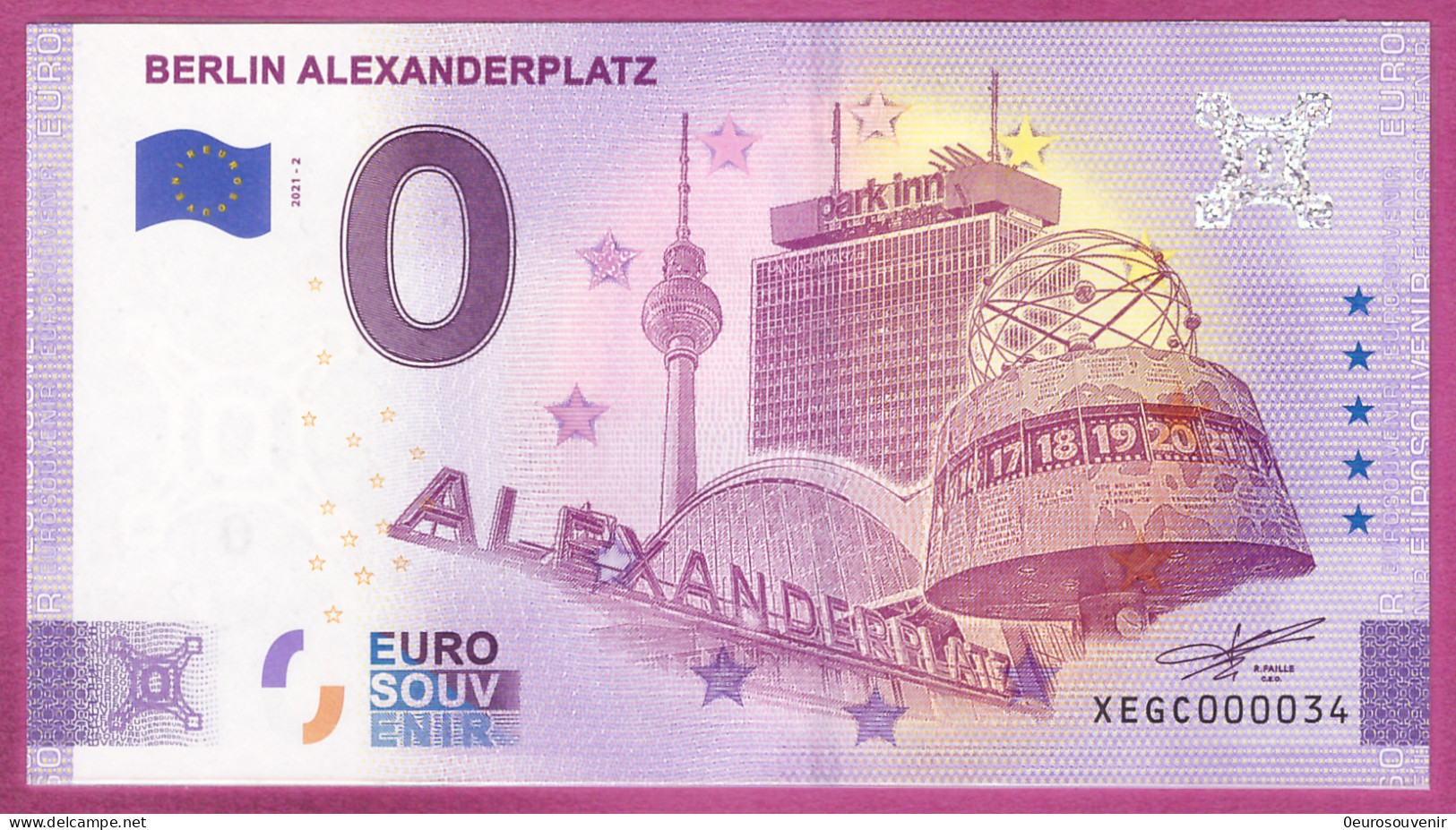0-Euro XEGC 2021-2 # 0034 ! BERLIN ALEXANDERPLATZ - WELTZEITUHR - Privéproeven