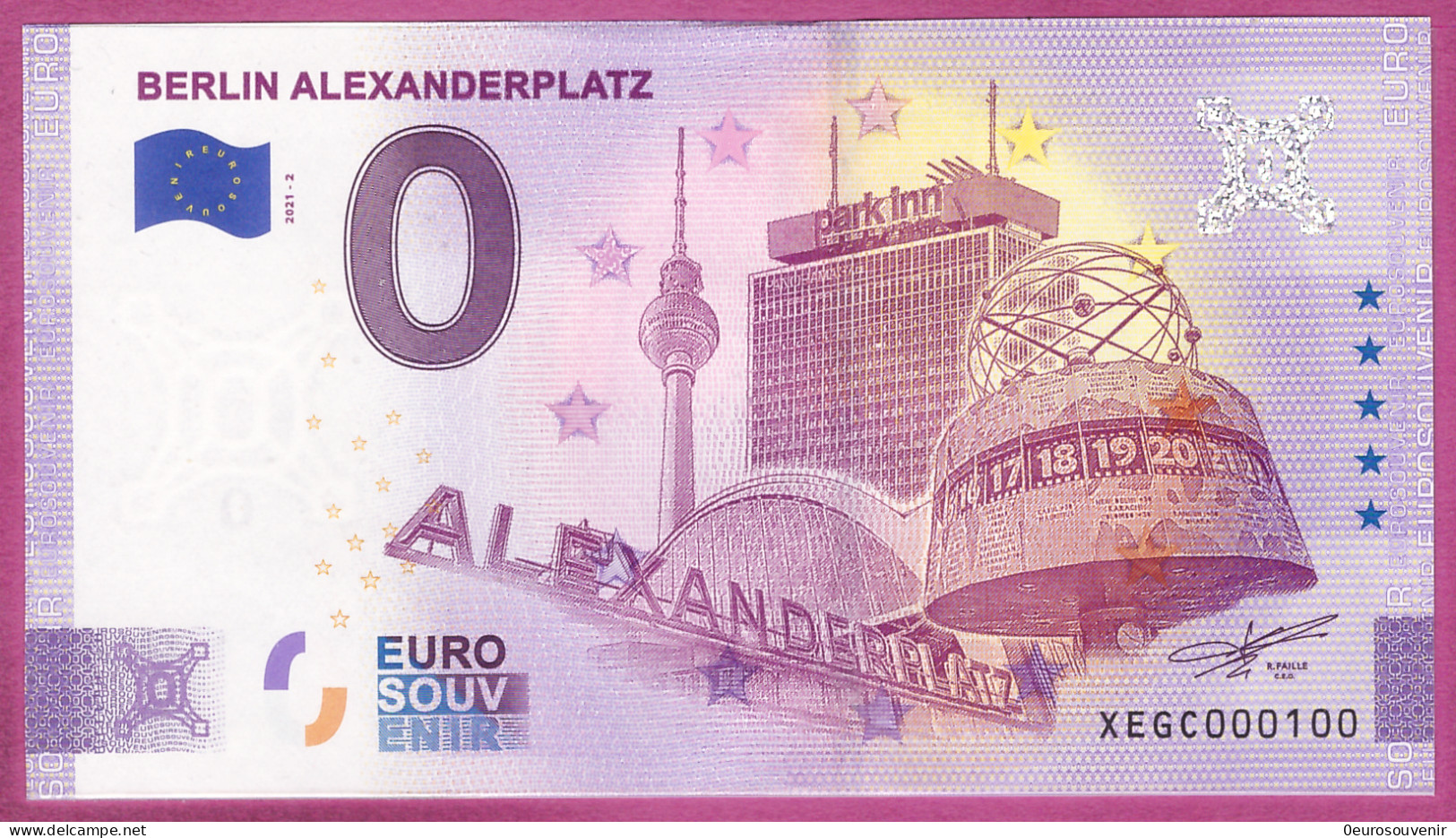 0-Euro XEGC 2021-2 # 0100 ! BERLIN ALEXANDERPLATZ - WELTZEITUHR - Privatentwürfe