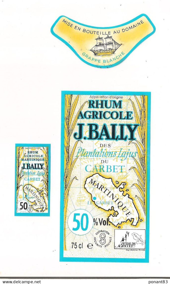 Etiquette Rhum  Agricole J.Bally Des Plantations Lajus Du Carbet - 50% 75 Cl - MARTINIQUE - - Rum