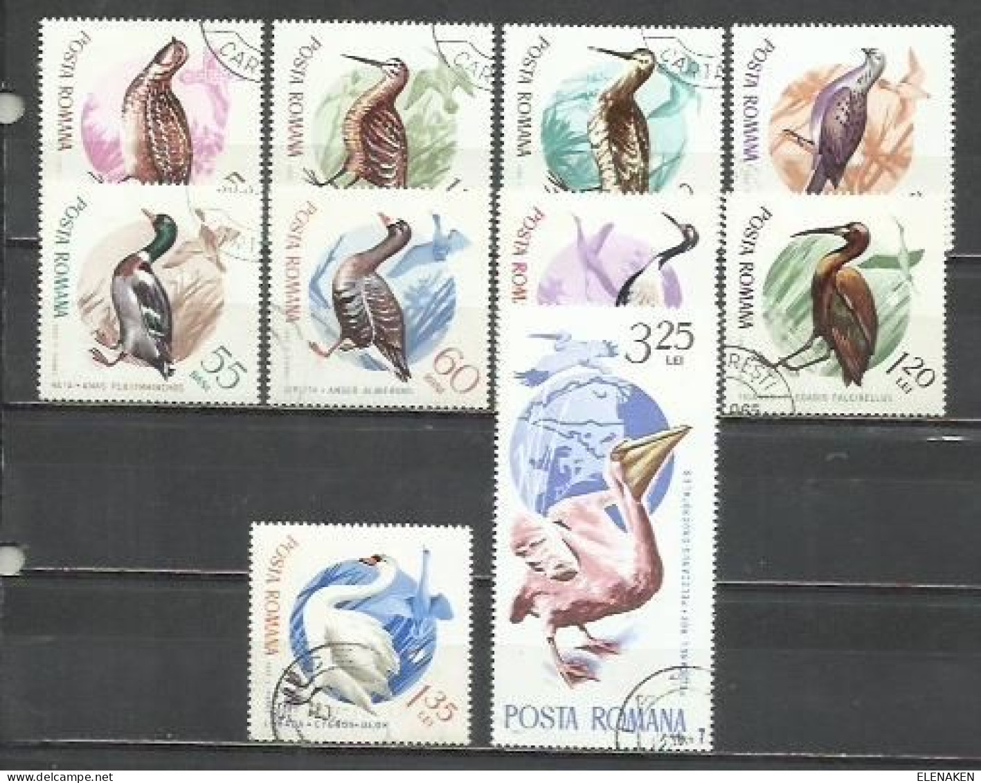 2802Q-SERIE COMPLETA PÁJAROS AVES 1965 Nº 2145/2154 RUMANÍA SELLOS  CONMEMORATIVOS - Usado