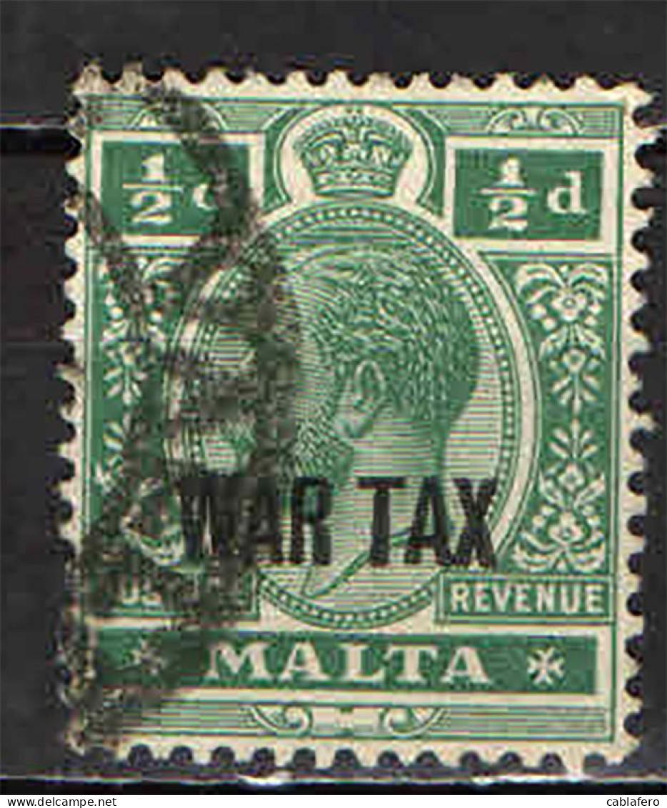 MALTA - 1917 - EFFIGIE DEL RE GIORGIO V CON SOVRASTAMPA WAR TAX - USATO - Malte (...-1964)