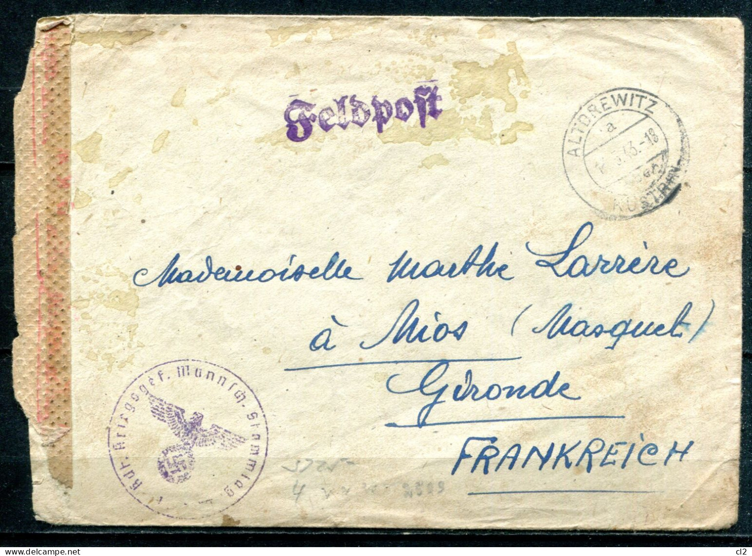 ALLEMAGNE - 14.5.43 - Feldpost - Kdt. Kriegsgef. Mannsch. Stammlag. IIIC Alt-Drewitz Bei Küstrin - Feldpost World War II