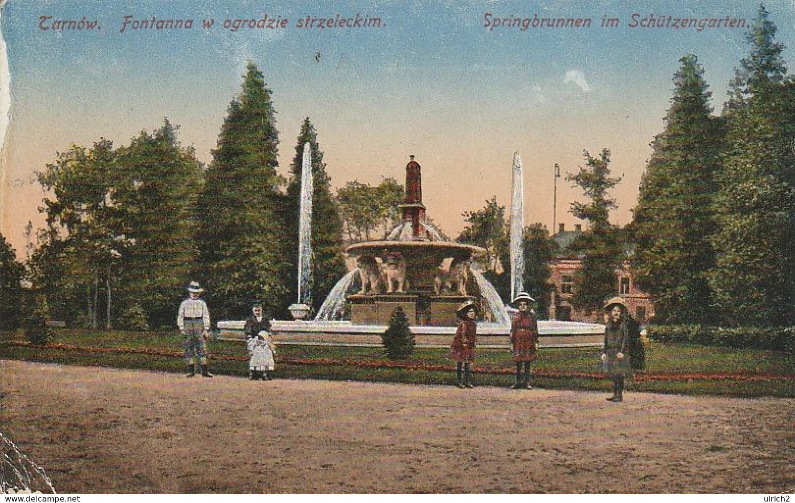 AK Tarnów - Fontanna - Springbrunnen Im Schützengarten - Feldpost Landw. Regt. 100 - 1917 (69352) - Poland