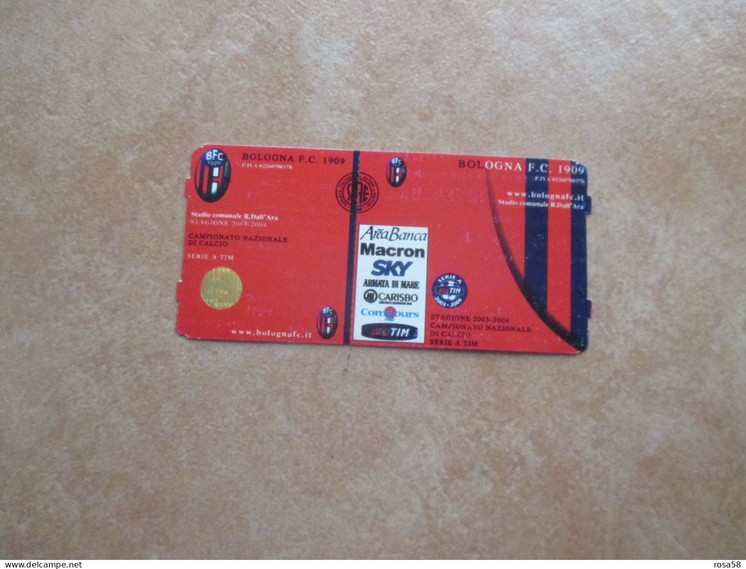 CALCIO Soccer Biglietto Ingresso BOLOGNA JUVENTUS Curva Ospiti Serie A TIM 2003 2004 - Toegangskaarten