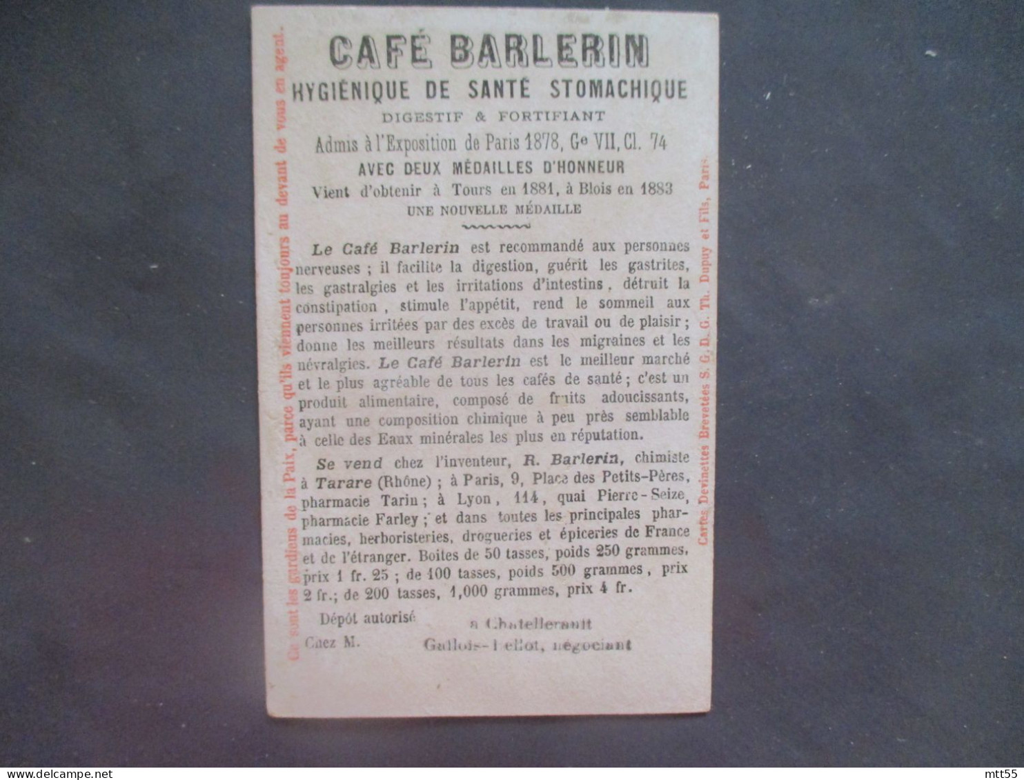 CAFE BARLERIN TARARE  CHROMO - Autres & Non Classés