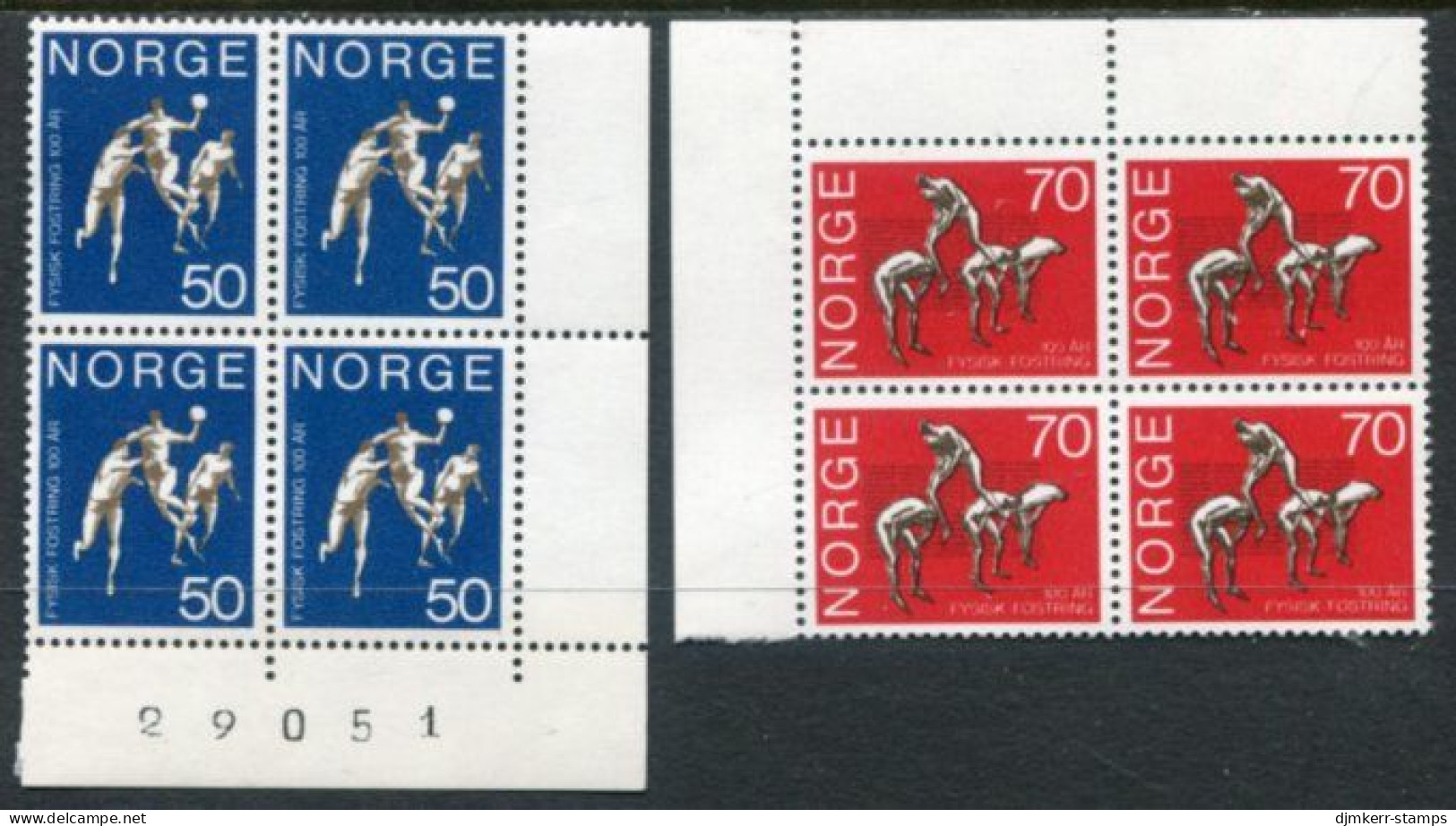 NORWAY 1970 Centenary Of Gymnastics College Blocks Of 4 MNH / **.  Michel 617-18 - Unused Stamps
