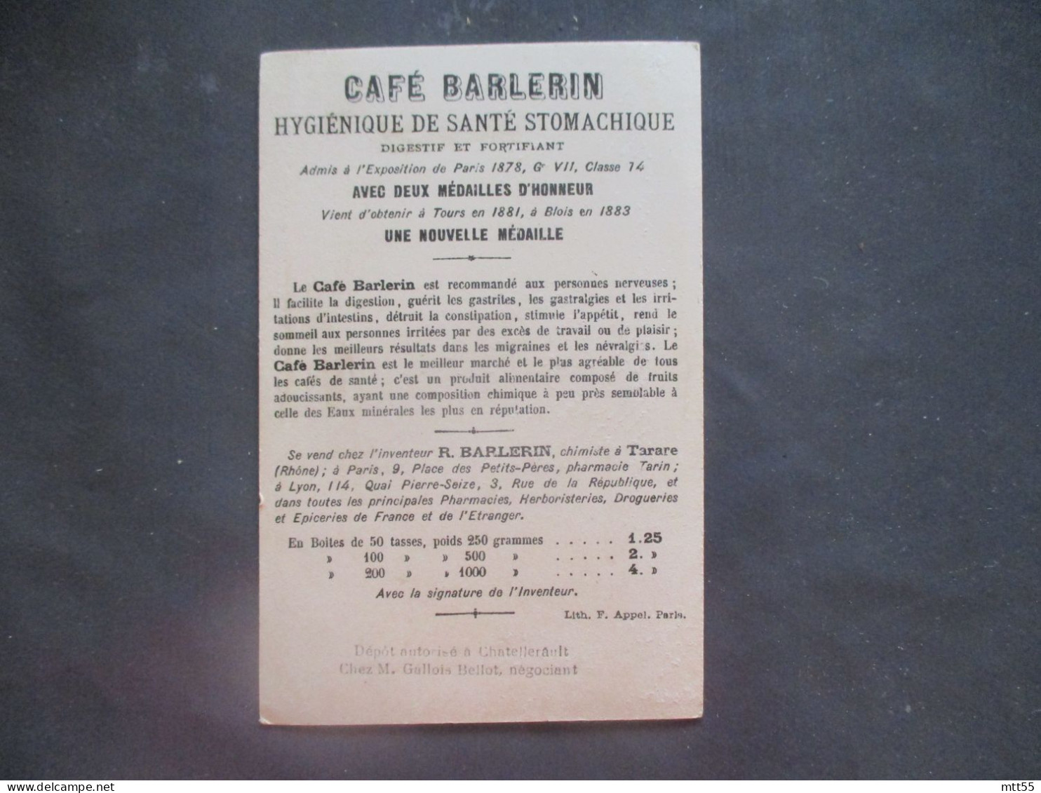 CAFE BARLERIN TARARE  CHROMO MILITARIA - Sonstige & Ohne Zuordnung