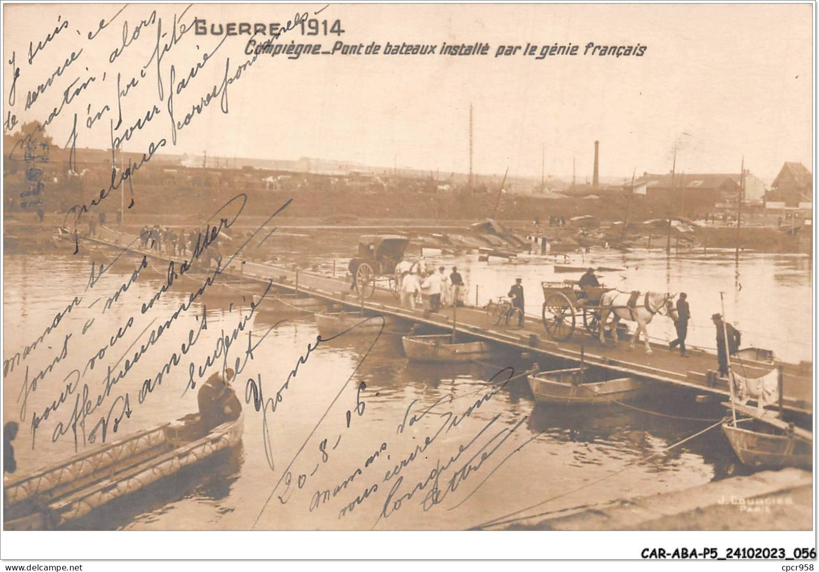 CAR-ABAP5-60-0433 - COMPIEGNE - Pont De Bateaux Installé Par Le Génie Français - Compiegne