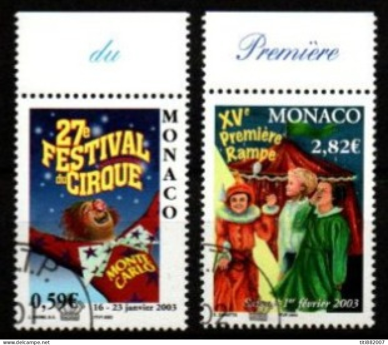 MONACO   -   2003 .  Y&T N° 2382 / 2383 Oblitérés.     Cirque - Oblitérés