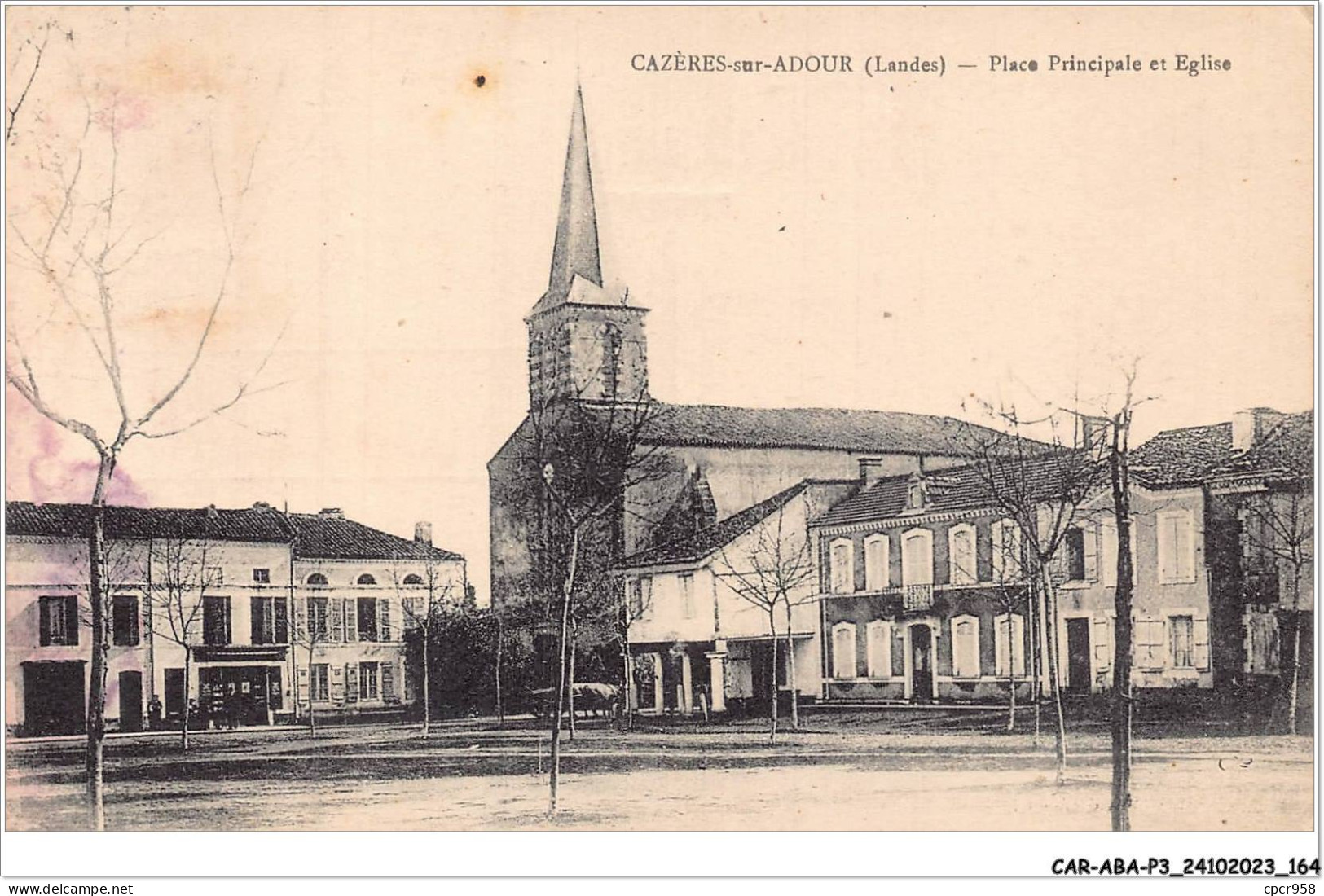 CAR-ABAP3-40-0287 -  CAZERES-sur-ADOUR - Place Principale Et église - Autres & Non Classés