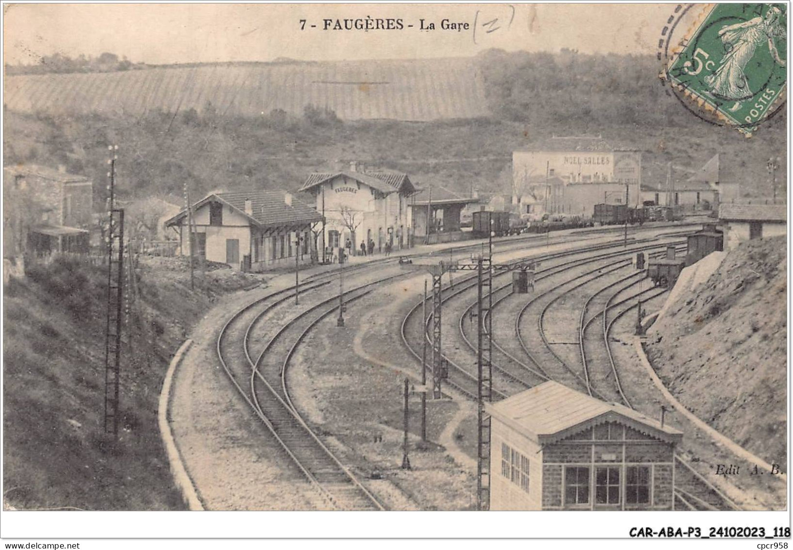 CAR-ABAP3-34-0264 - FAUGERES - La Gare - Autres & Non Classés