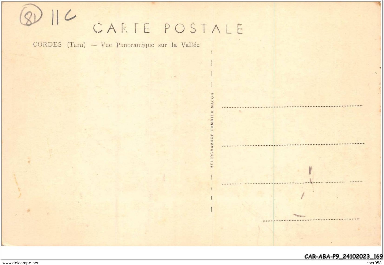 CAR-ABAP9-81-0885 - CORDES - Vue Panoramique Sur La Vallée - Cordes