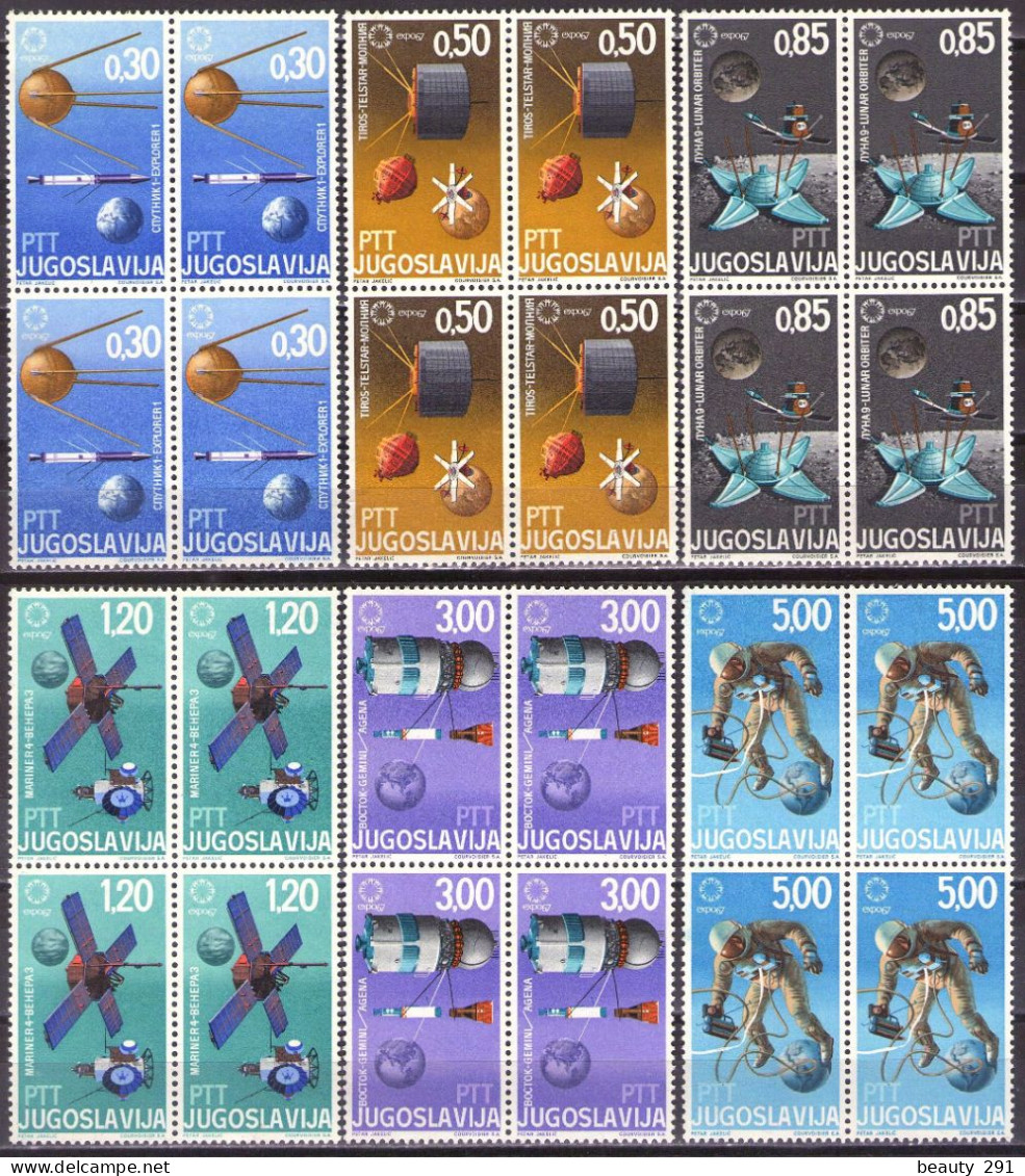 Yugoslavia 1967 - Expo '67 Montreal, Canada - Cosmos - Mi 1216-1221 - MNH**VF - Neufs