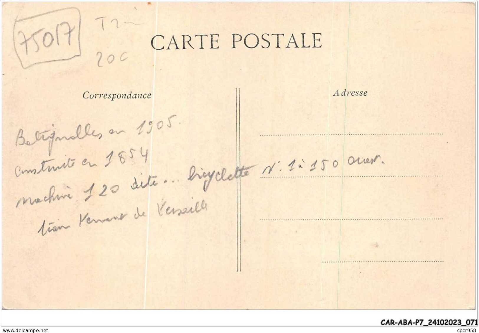 CAR-ABAP7-75-0634 - PARIS - Batignolles - Le Chemin De Fer De L'ouest - Parijs Bij Nacht