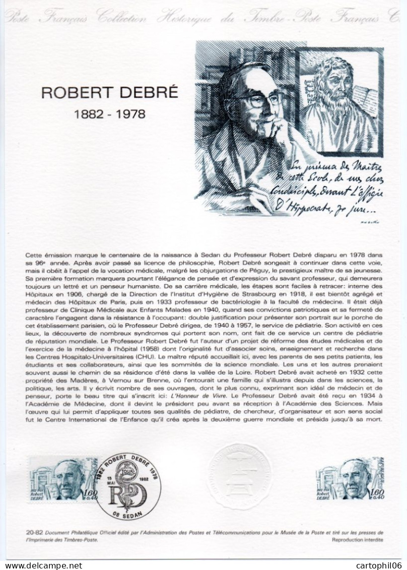 - Document Premier Jour ROBERT DEBRÉ (1882-1978) - SEDAN 15.5.1982 - - Medicina