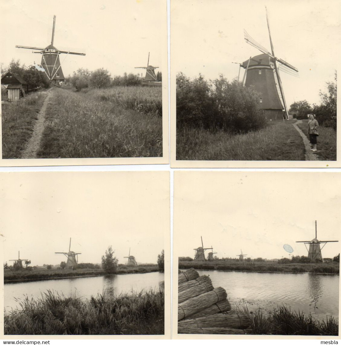 4 Photos -  PAYS - BAS   -   MOULINS  De  KINDERDIJK  -  Aout  1959 . - Lugares