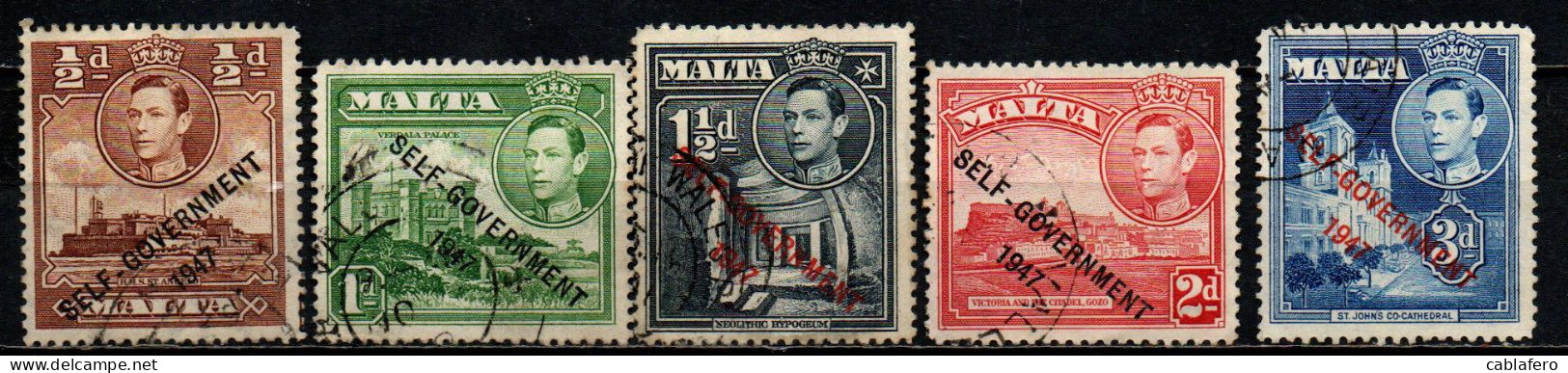 MALTA - 1948 - EFFIGIE DEL RE GIORGIO VI CON SOVRASTAMPA "SELF GOVERNMENT" - USATI - Malta (...-1964)