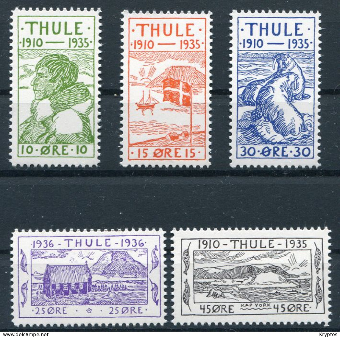 Greenland - THULE - Complete Set. NB REPRINT!! (Indicated In Red On The Backside Of All Stamps) - Thulé