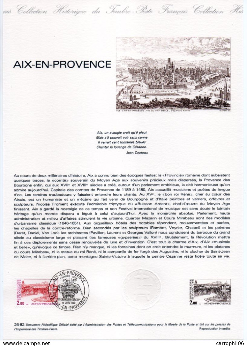 - Document Premier Jour AIX-EN-PROVENCE 19.6.1982 - - Documentos Del Correo