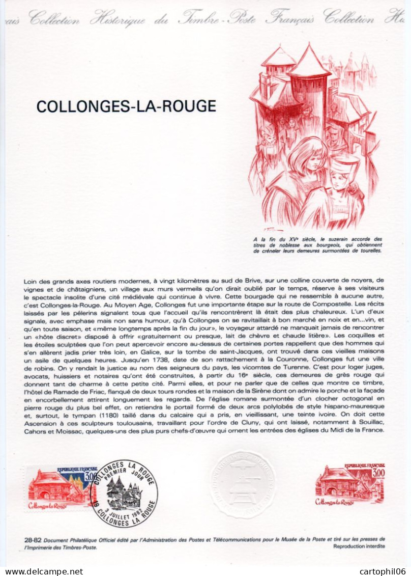 - Document Premier Jour COLLONGES-LA-ROUGE (Corrèze) 3.7.1982 - - Documenten Van De Post