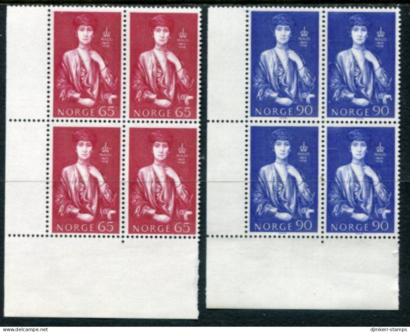NORWAY 1969 Queen Maud Birth Centenary Blocks Of 4 MNH / **.  Michel 598-99 - Unused Stamps