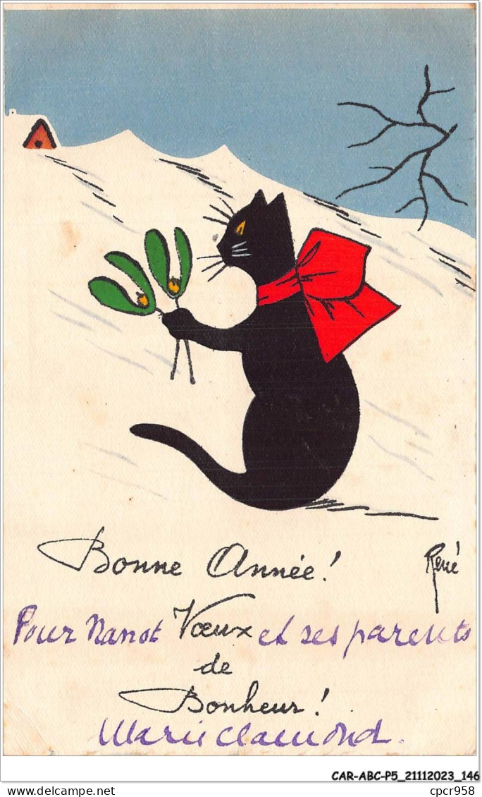 CAR-ABCP5-0470 - CHAT - BONNE ANNEE - FOUR NANOT ET SES PARENT - VOEUX DE BONHEUR - Cats