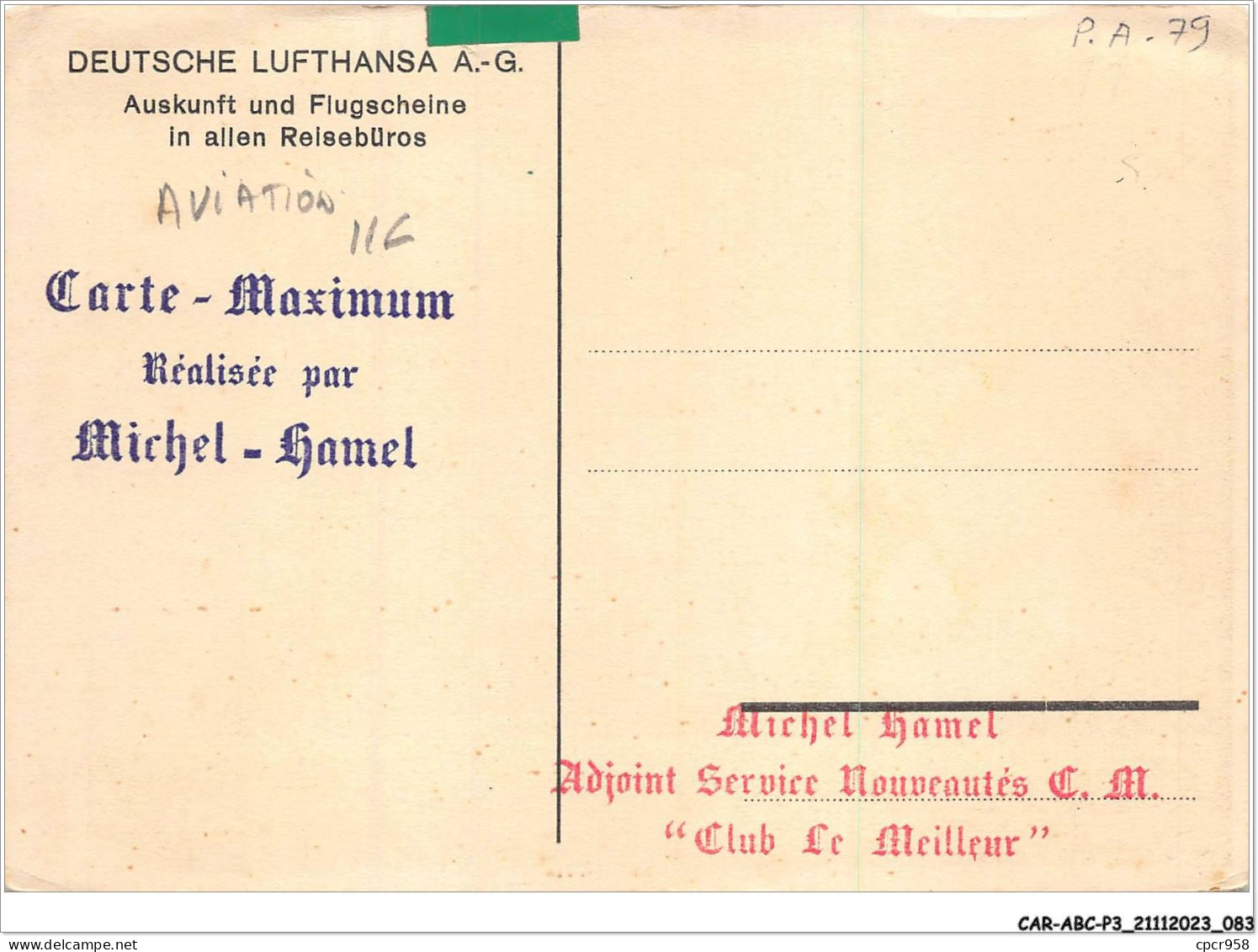 CAR-ABCP3-0225 - AVIATION - DEUTSCHE LUFTHANSA A-G - AUSKUNFT UND FLUGSCHEINE IN ALLEN RELSEBÜROS - Sonstige & Ohne Zuordnung