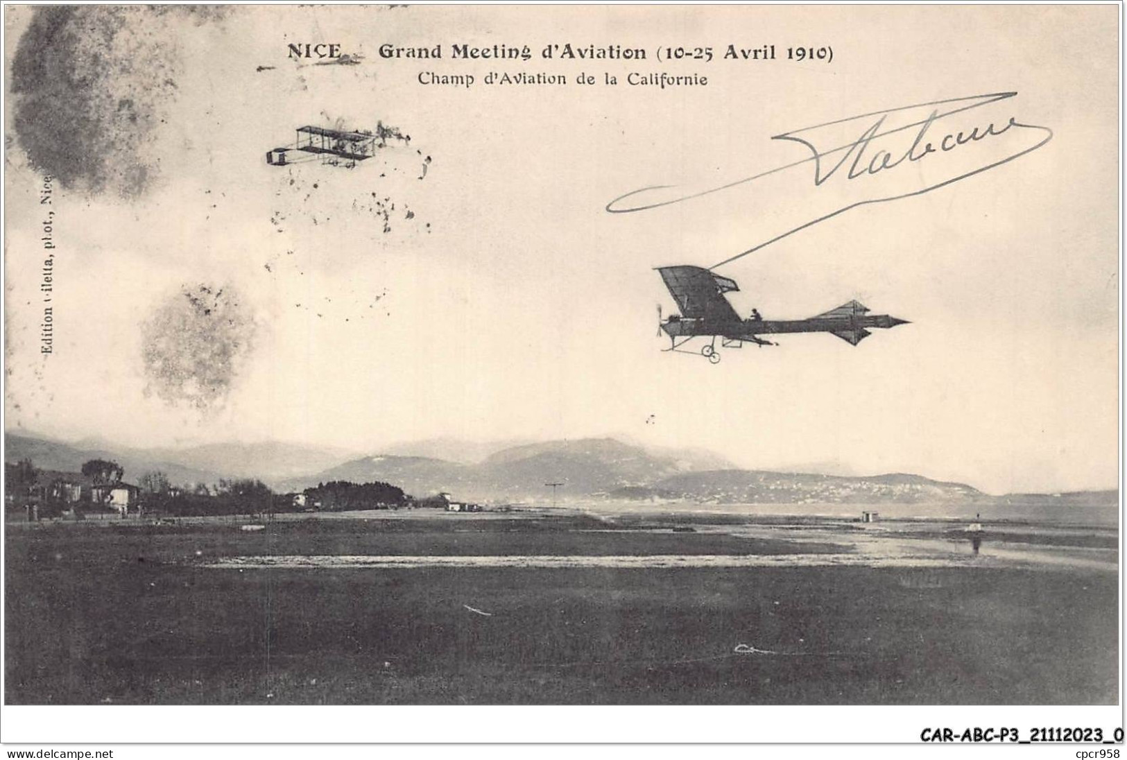 CAR-ABCP3-0184 - AVIATION - NICE - GRAND MEETING D'AVIATION - 10-25 AVRIL 1910 - AUTOGRAPHE ORIGINAL LATHAM - Fliegertreffen