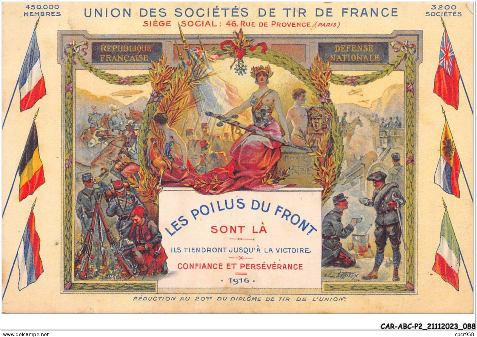 CAR-ABCP2-0144 - MILITAIRE - UNION DES SOCIETES DE TIR DE FRANCE - LES POILUS DU FRONT SONT LA - Andere & Zonder Classificatie