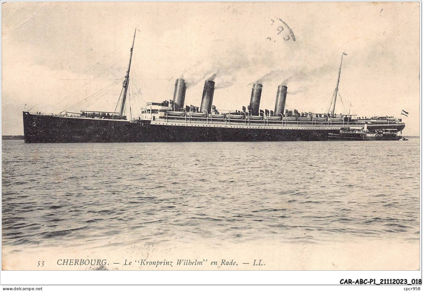 CAR-ABCP1-0010 - BATEAU - CHERBOURG - LE - KRONPRINZ WILHELM - EN RADE - Paquebote