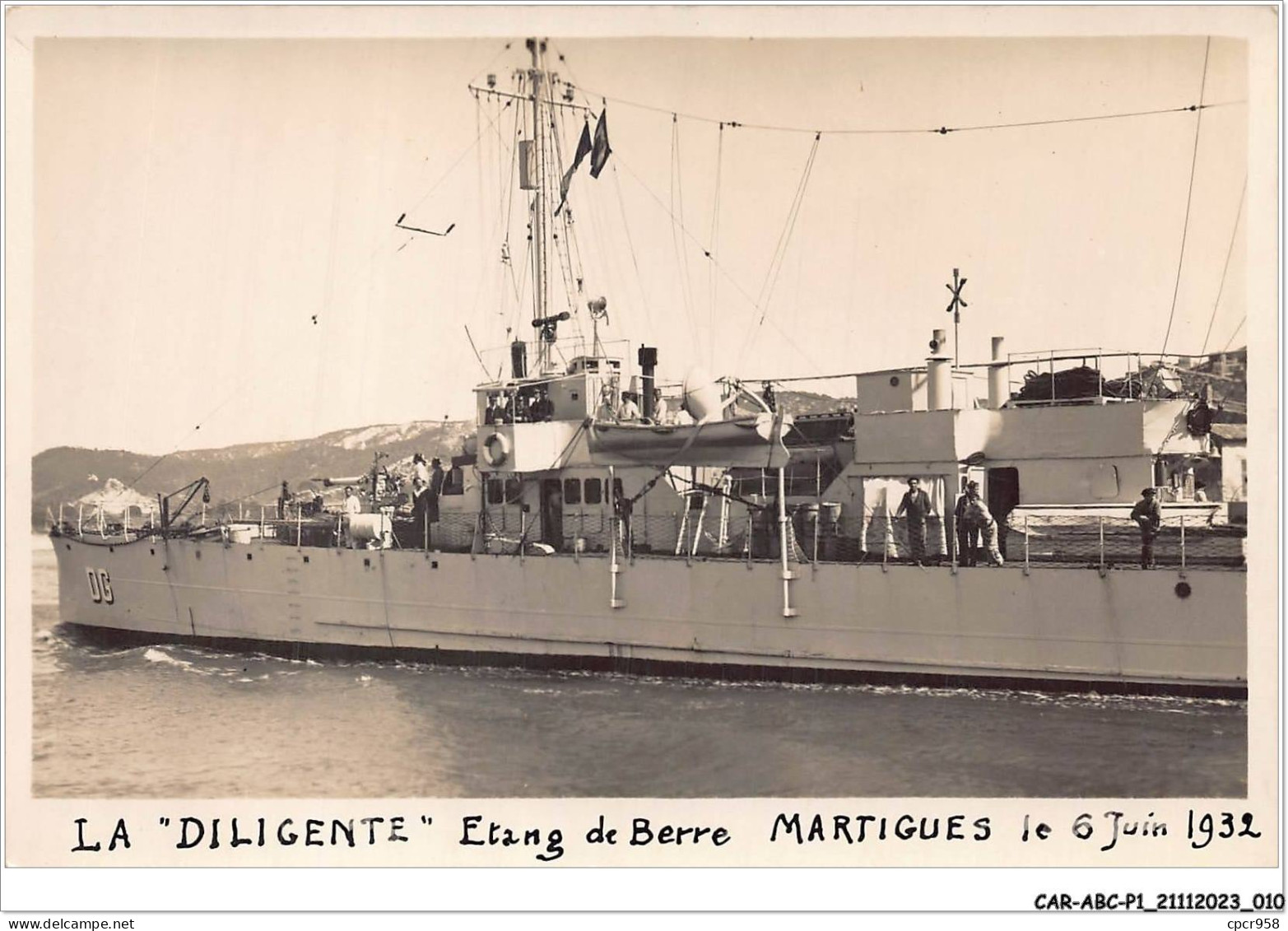 CAR-ABCP1-0006 - BATEAU - LA - DILIGENTE - ETANG DE BERRE MARTIGUES LE 6 JUIN 1932 - Steamers