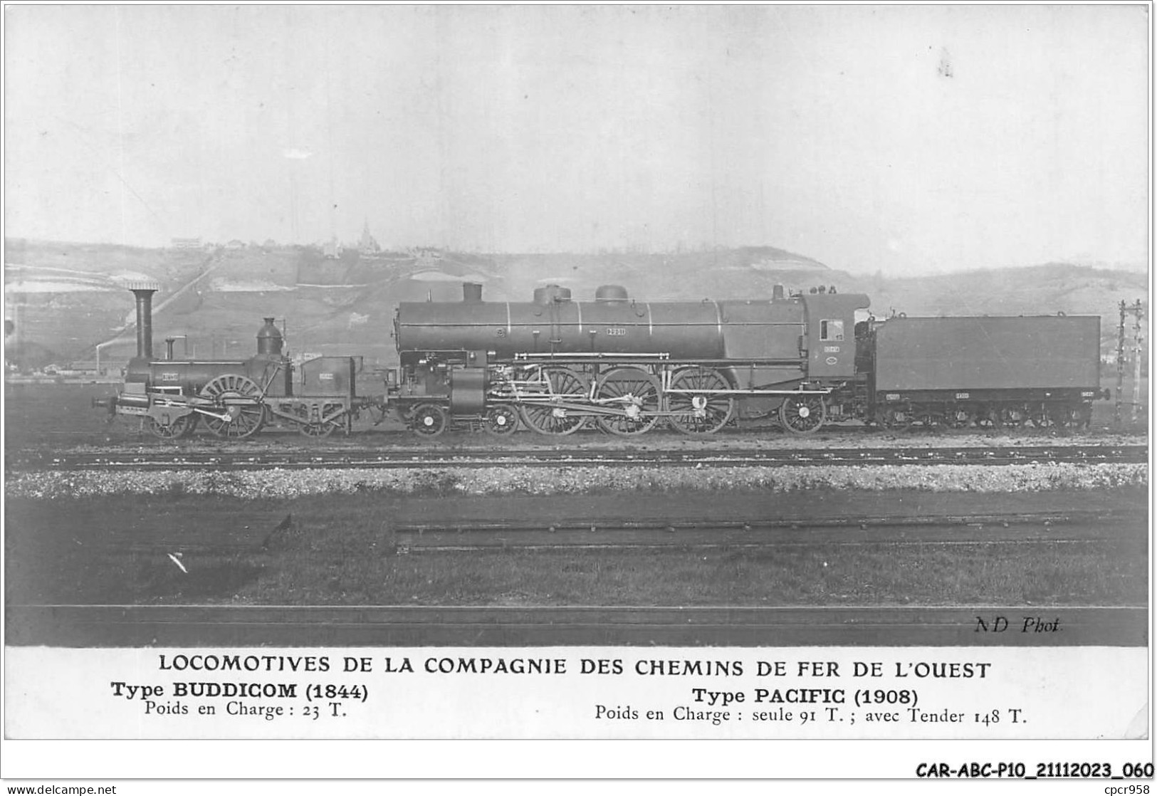 CAR-ABCP10-0933 - TRAIN - LOCOMOTIVES DE LA COMPAGNIE DES CHEMINS DE FER DE L'OUEST  - Trenes