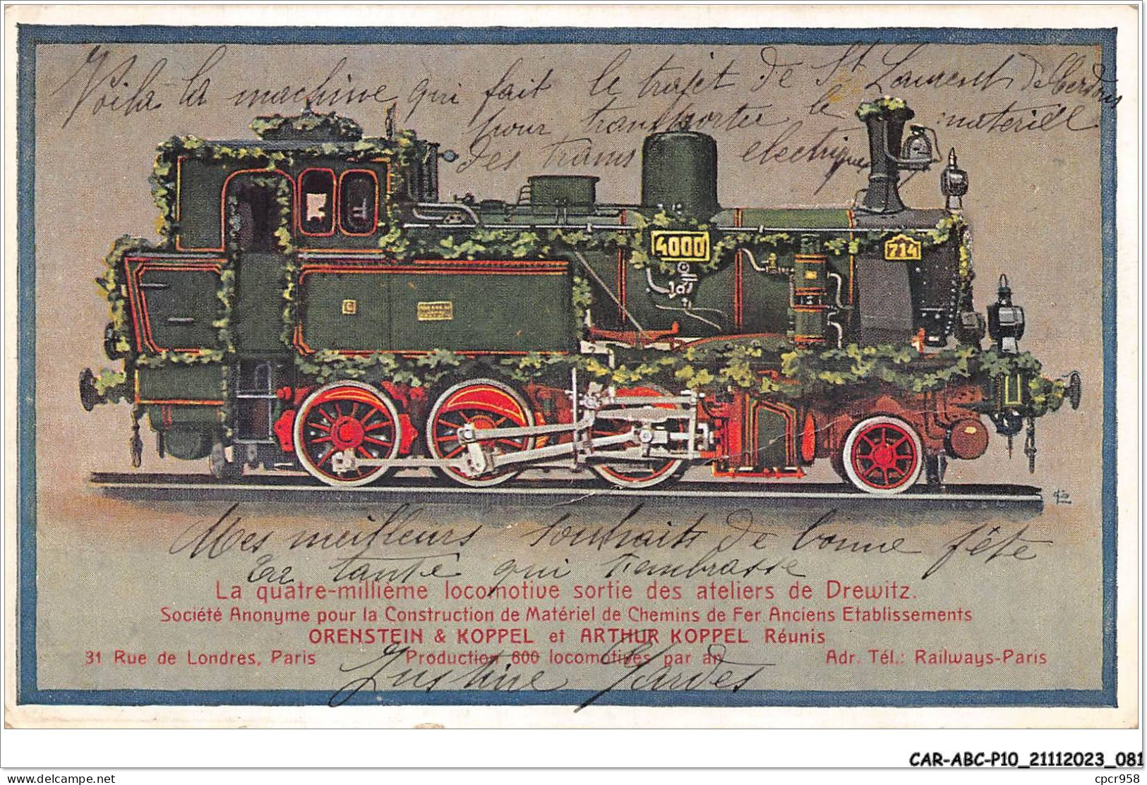 CAR-ABCP10-0943 - TRAIN - LA QUATRE-MILLIEME LOCOMOTIVE SORTIE DES ATELIERS DE DREWITZ - Eisenbahnen