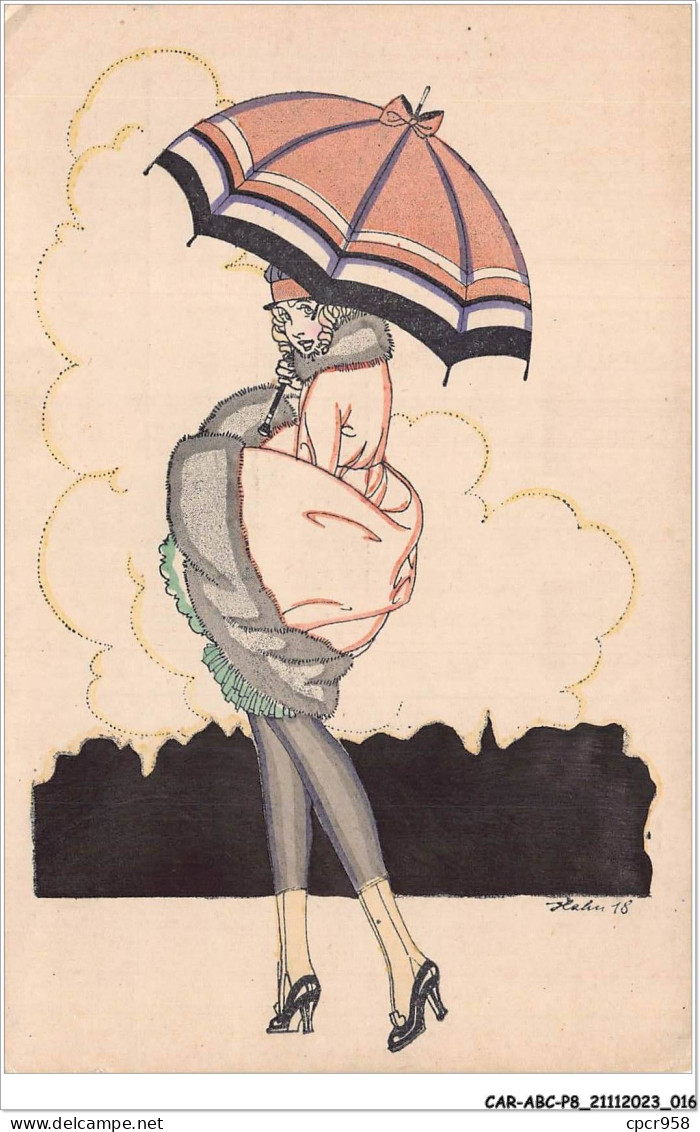 CAR-ABCP8-0708 - ILLUSTRATEUR - JEUNE FILLE TENANT UN PARAPLUIE  - Andere & Zonder Classificatie