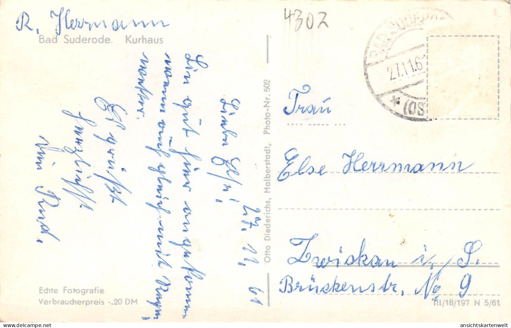 Bad Suderode/Harz Kurhaus Gl1961 #171.798 - Altri & Non Classificati