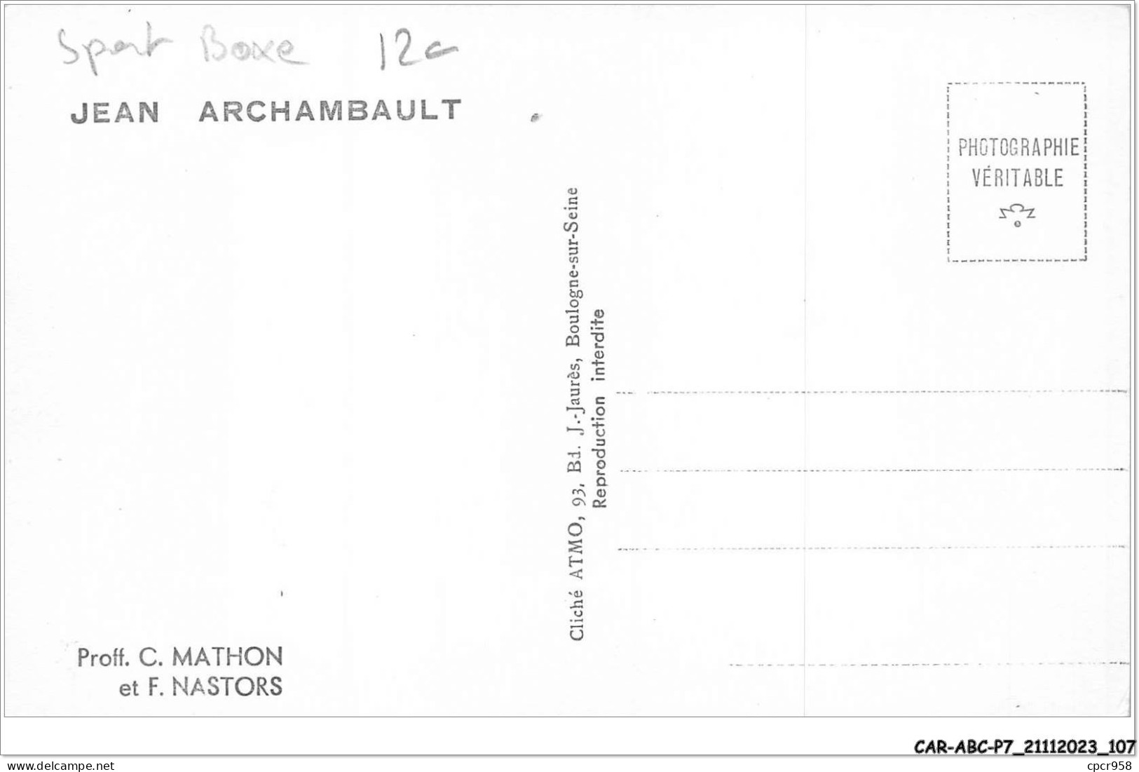 CAR-ABCP7-0627 - BOXE - JEAN ARCHAMBAULT - Pugilato