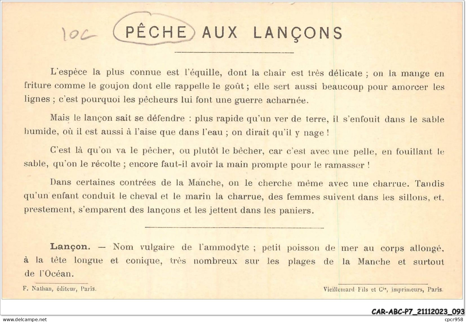 CAR-ABCP7-0620 - PECHE MARITIME - LES LANCONS - COTES BRETONNES  - Pêche