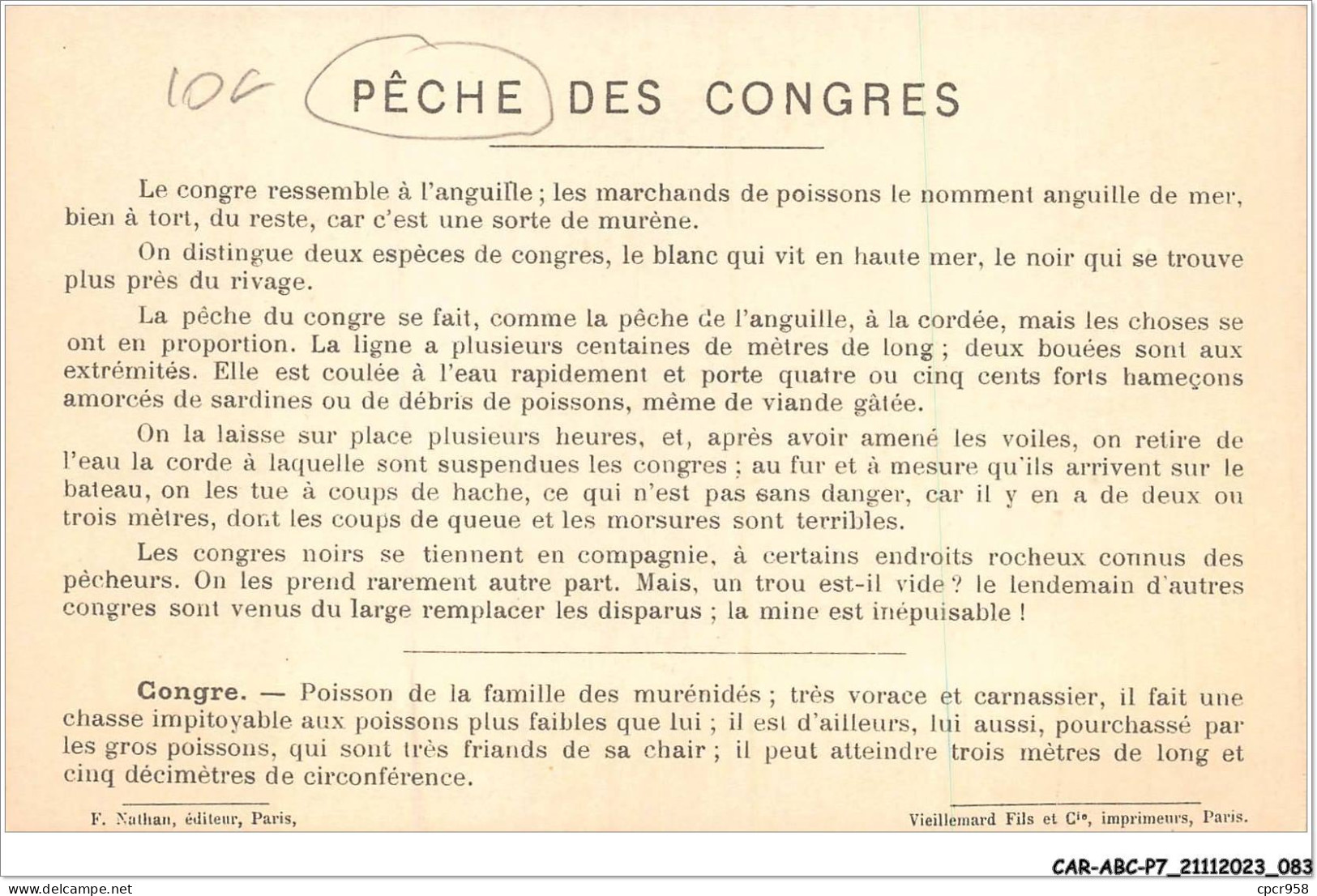 CAR-ABCP7-0615 - PECHE MARITIME - LES CONGRES - AUX LIGNES POSEES POSEES - MANCHE  - Visvangst