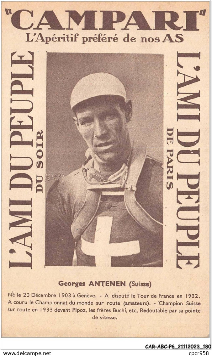 CAR-ABCP6-0569 - CYCLISME - CAMPARI - L'APERITIF PREFERE DE NOS AS - GEORGES ANTENEN - SUISSE - Wielrennen