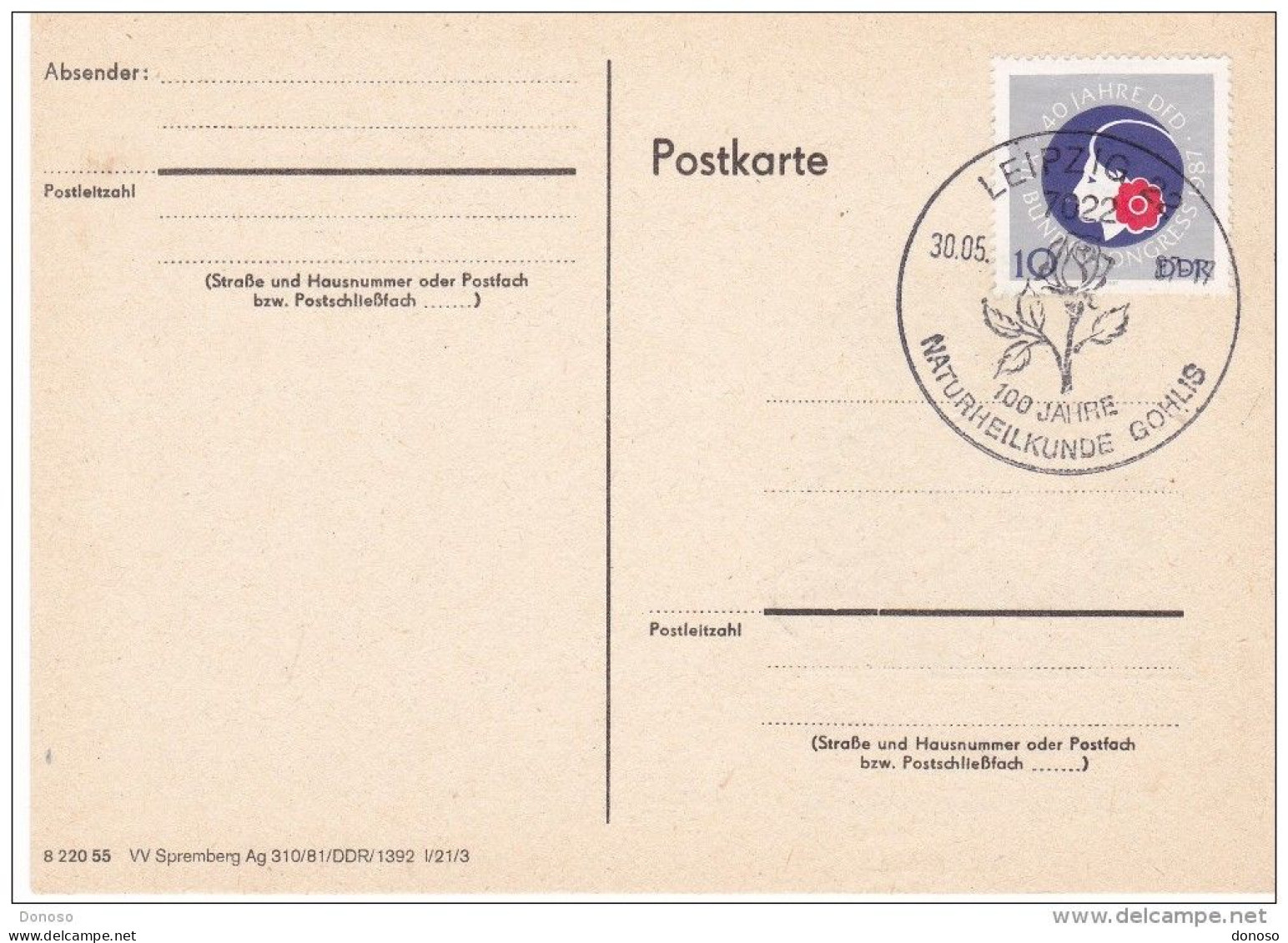 RDA 1987 CARTE Avec Yvert 2699 Cachet De Leipzig Avec Rose - Postcards - Used