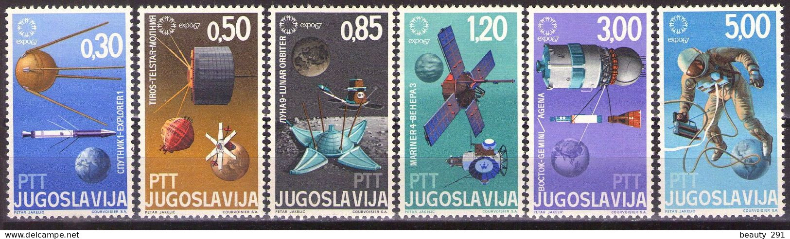 Yugoslavia 1967 - Expo '67 Montreal, Canada - Cosmos - Mi 1216-1221 - MNH**VF - Unused Stamps