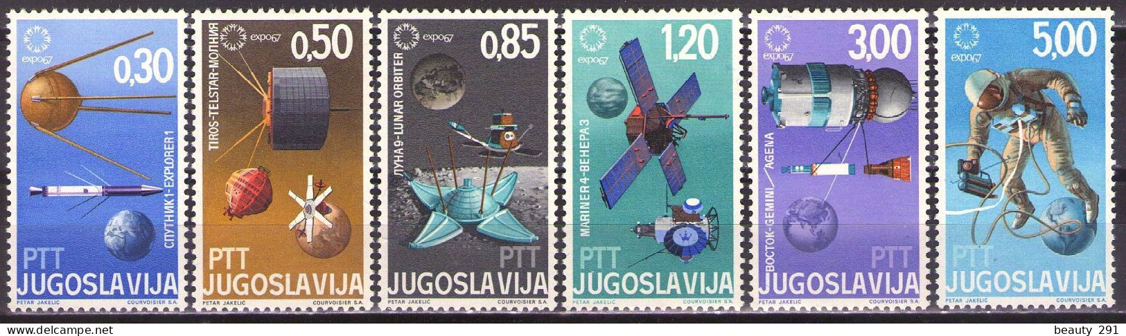 Yugoslavia 1967 - Expo '67 Montreal, Canada - Cosmos - Mi 1216-1221 - MNH**VF - Ungebraucht