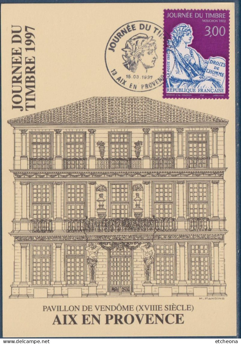 Journée Du Timbre 1997 "Mouchon 1902" Aix En Provence 15.03.97 N°3052 Illustration Pavillon Vendôme - 1990-1999