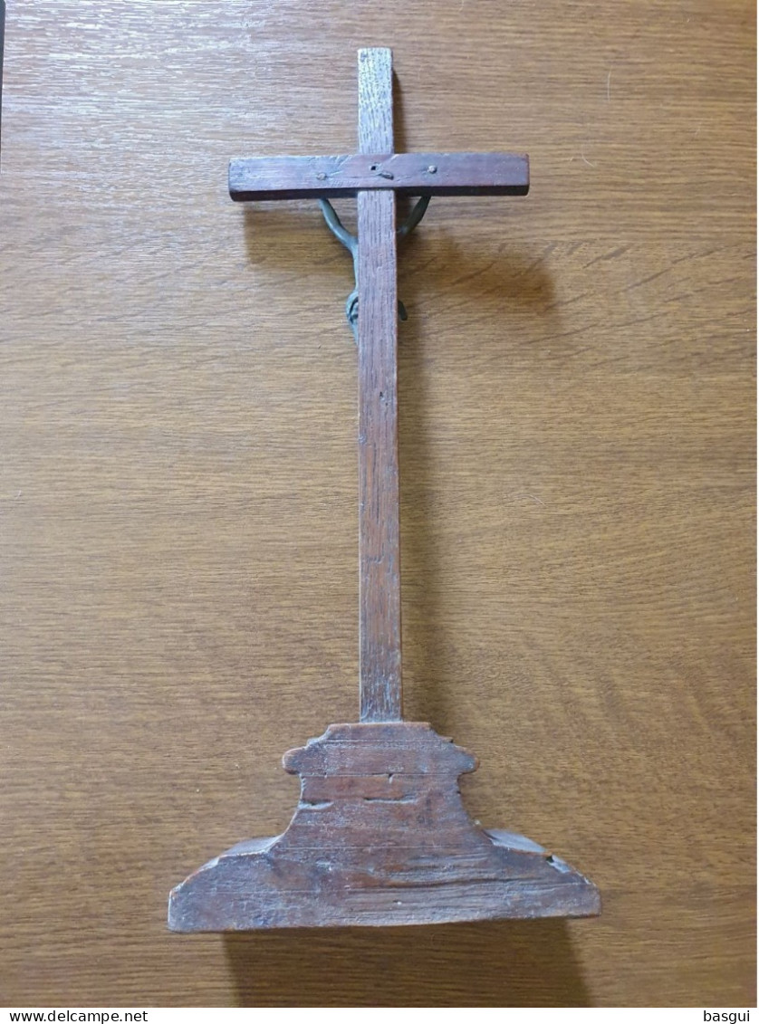 Ancien Crucifix Janséniste Bois Et Bronze 19ème - Religion & Esotericism