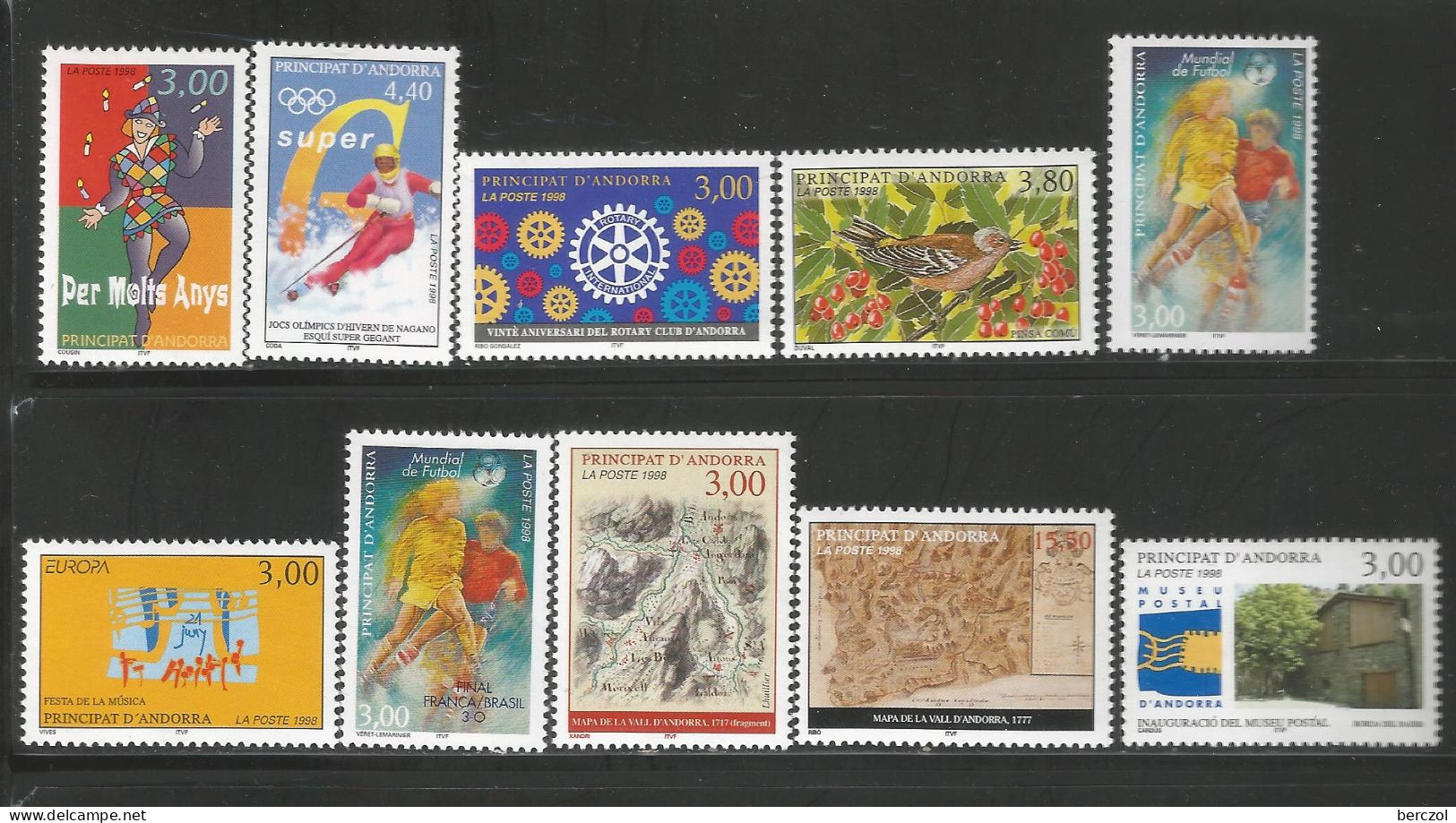 ANDORRE ANNEE 1998 LOT DE 10 TP N°497,498,500,501,503,504,507 à 510 NEUF** MNH TB COTE 35,80 € - Unused Stamps